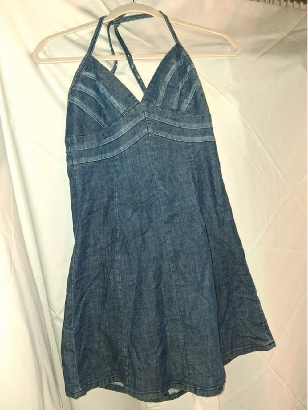 Vintage Guess Jeans Adjustable Halter Denim Dress Size S o2